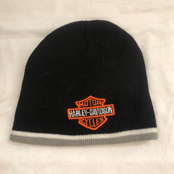Unisex Black Harley Davidson beanie hat cap